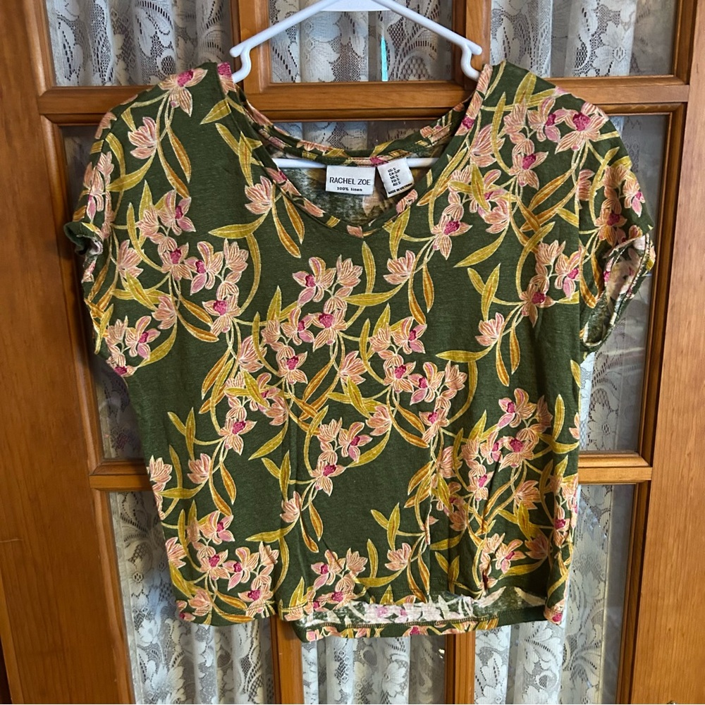 NWOT Rachel Zoe Green Floral Women's Top